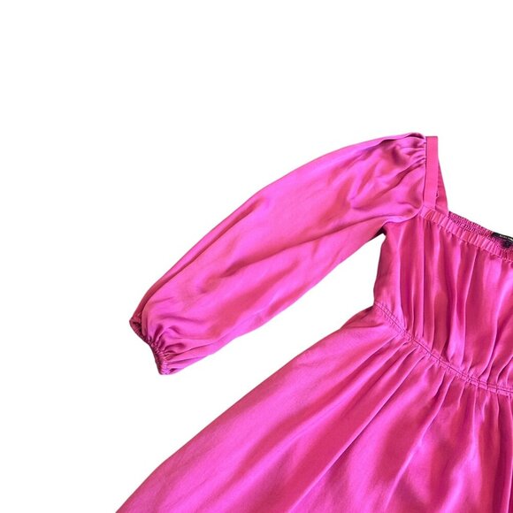 Kobi Halperin Stavy Pleated Smocked Mini Dress Satin Square Neck Size Small - Picture 4 of 14